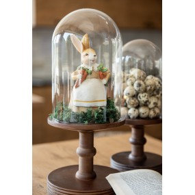 26GL5060CH Glass Bell Jar Ø 17x40 cm Brown Wood Glass