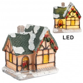 26PR5733 Decorativa Casa con LED 6x5x6 cm Arancione Plastica