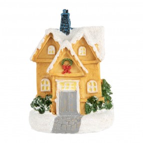 26PR5738 Dekoratives Haus mit LED 6x5x9 cm Gelb Kunststoff