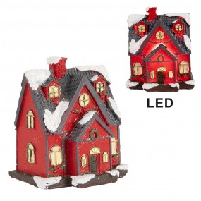 26PR5739 Décorative Maison avec LED 6x5x7 cm Rouge Plastique