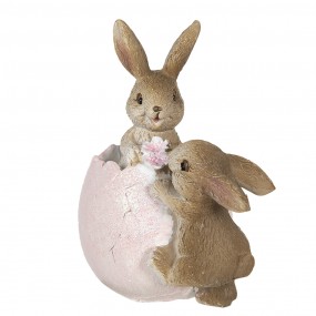 26PR3268 Figurine Lapin 10 cm Marron Rose Polyrésine Accessoires de maison