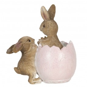 26PR3268 Figurine Lapin 10 cm Marron Rose Polyrésine Accessoires de maison