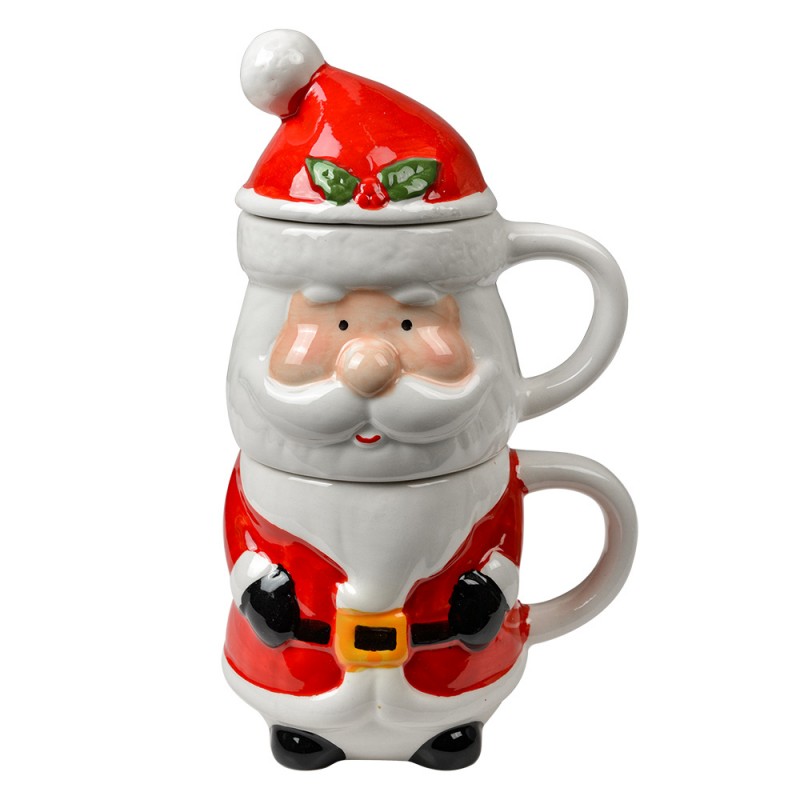 6CEMU0194 Mok Kerstman 300/375 ml Wit Rood Keramiek 6CEMU0194 Mok Kerstman 300/375 ml Wit Rood Keramiek