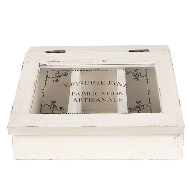 6H2398 Teebox 18x16x9 cm Weiß Holz 6H2398 Teebox 18x16x9 cm Weiß Holz