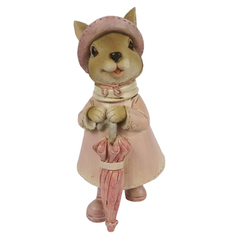 6PR3331 Figurine Rabbit 8x6x14 cm Brown Pink Polyresin Home Accessories