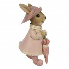 26PR3331 Figurine Rabbit 8x6x14 cm Brown Pink Polyresin Home Accessories