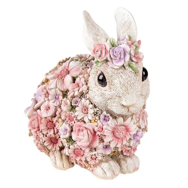 6PR3333 Figurine Rabbit 19x12x18 cm Pink Polyresin Flowers Home Accessories