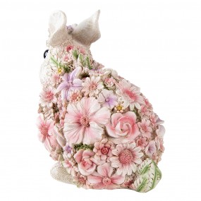 26PR3333 Figur Kaninchen 19x12x18 cm Rosa Polyresin Blumen Wohnaccessoires