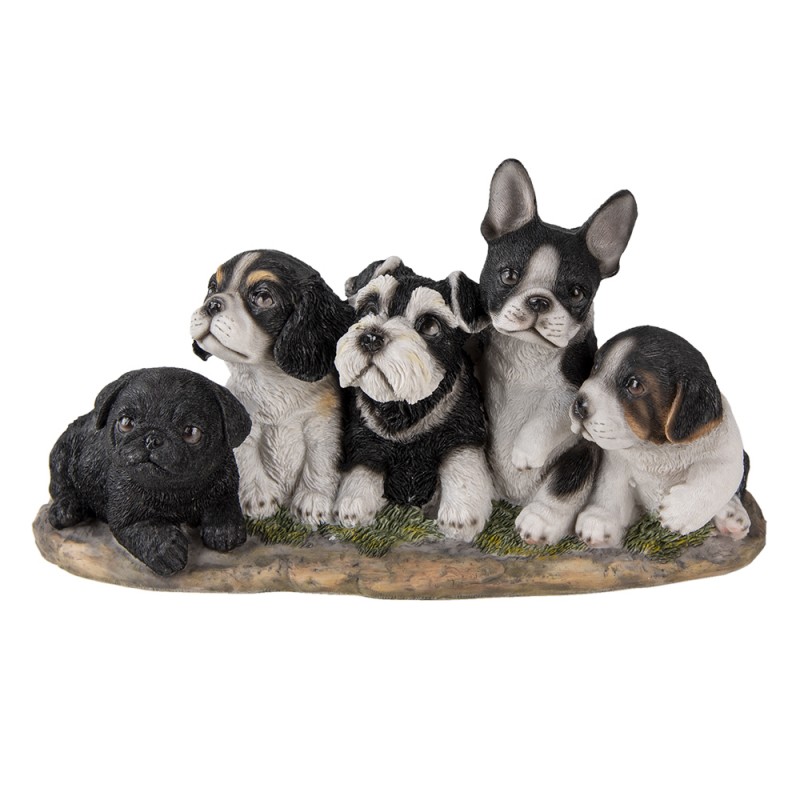6PR3340 Figurine Dog 33x12x17 cm Black White Polyresin Home Accessories