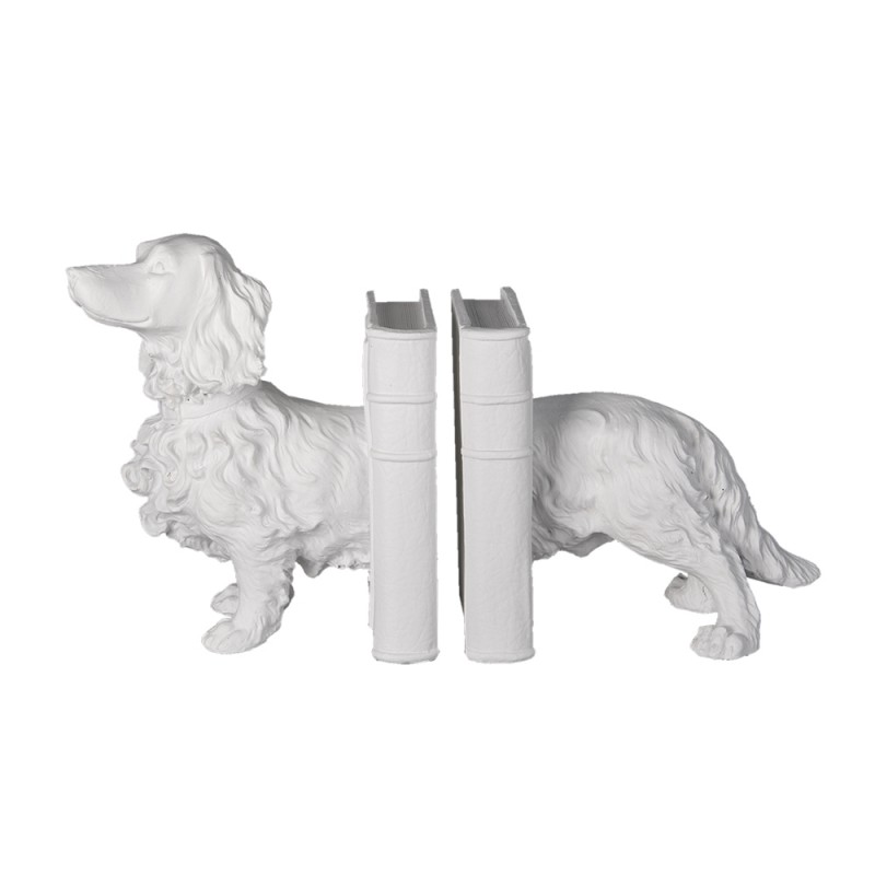 6PR3394 Bookends Set of 2 Dog 28x12x22 cm White Plastic Book Holders