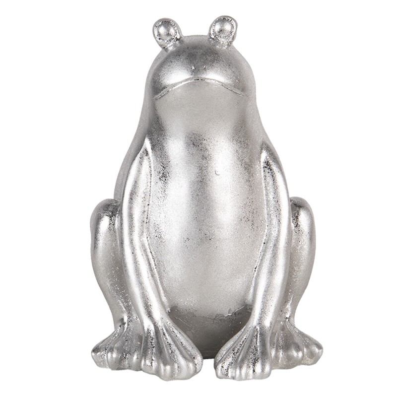 6PR3435 Figurine Frog 13x13x20 cm Silver colored Polyresin Home Accessories