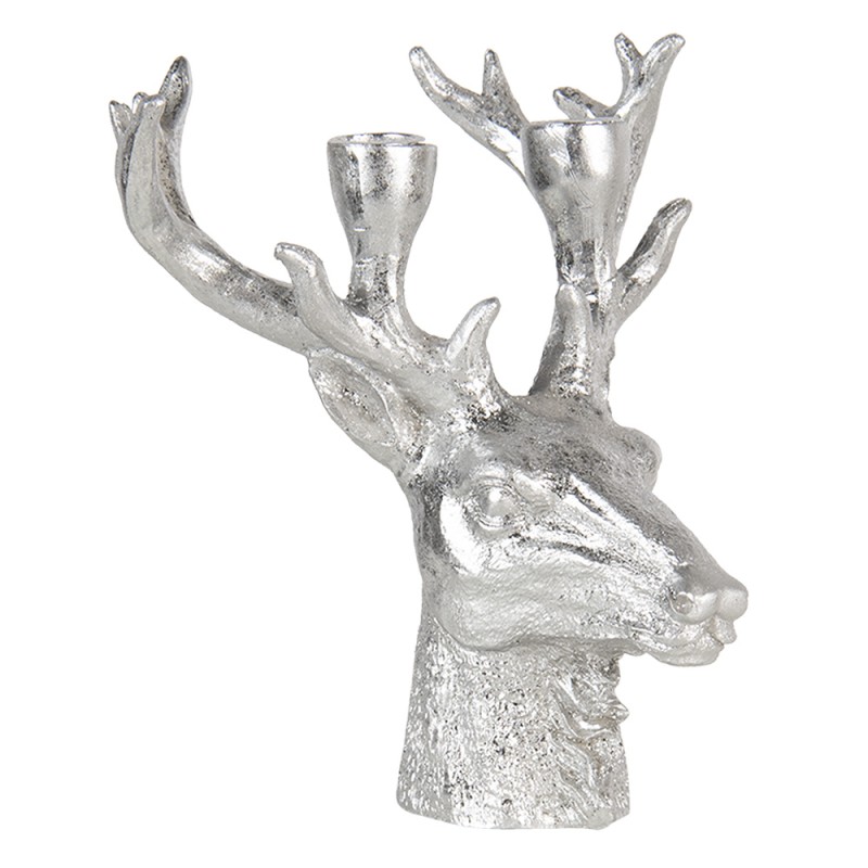 6PR3441ZI Candle holder Reindeer 22x21x24 cm Silver colored Plastic Candle Holder