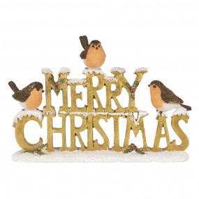 26PR3466 Figurine Bird 13 cm Gold colored White Polyresin Christmas Decoration