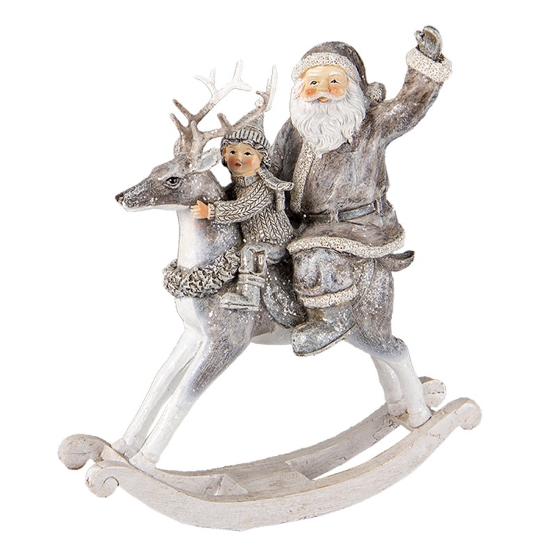 6PR3475 Figurine Santa Claus 22 cm Grey White Polyresin Christmas Decoration