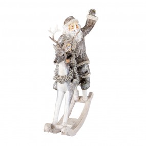26PR3475 Figurine Santa Claus 22 cm Grey White Polyresin Christmas Decoration