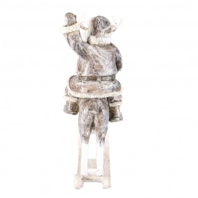 26PR3475 Statuetta Babbo Natale  22 cm Grigio Bianco Poliresina Decorazione di Natalizie
