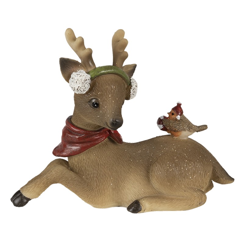 6PR3487 Figurine Deer 17x7x13 cm Brown Polyresin Christmas Decoration