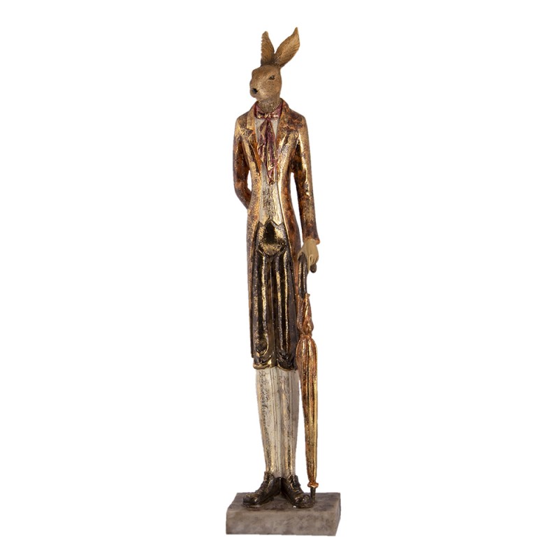 6PR3497 Statuetta Coniglio 11x9x51 cm Color oro Poliresina Accessori per la casa