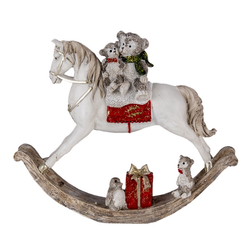 6PR4608 Figur Pferd 21x5x17 cm Beige Grau Polyresin Weihnachtsdekoration