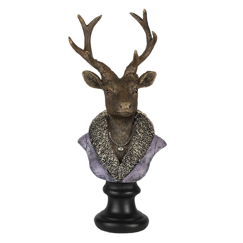6PR4612 Figurine Deer 10x9x23 cm Brown Purple Polyresin Home Accessories