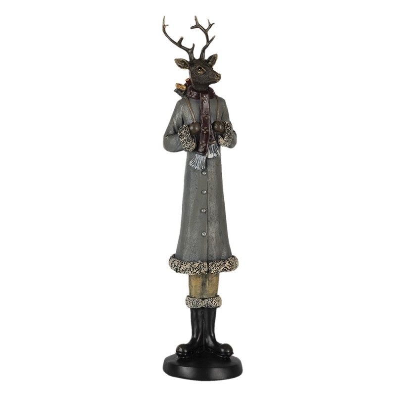 6PR4619 Figurine Deer 9x8x36 cm Grey Polyresin Home Accessories