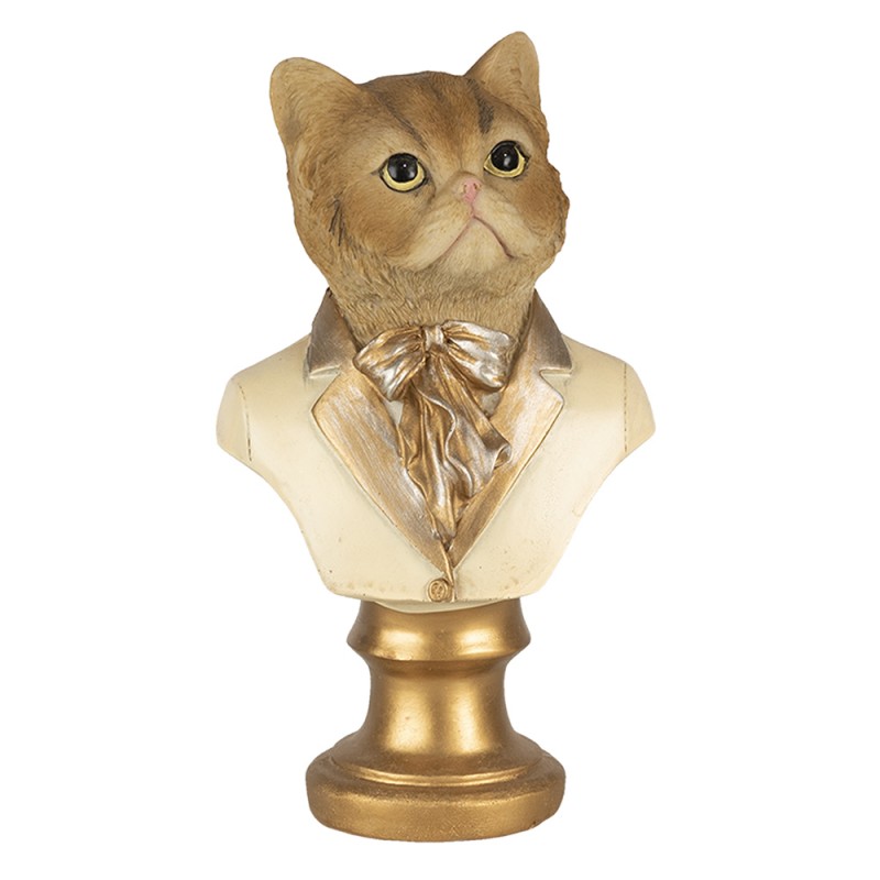 6PR4621 Figurine Cat 10x7x17 cm Beige Gold colored Polyresin Home Accessories