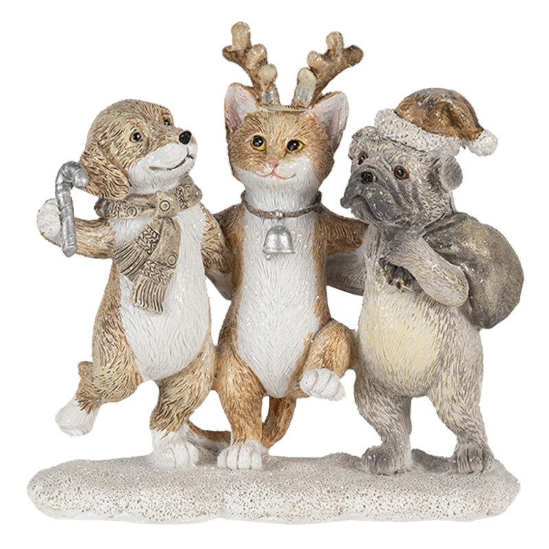6PR4633 Figurine Animals 13x5x12 cm Grey Beige Polyresin Animals Christmas Decoration