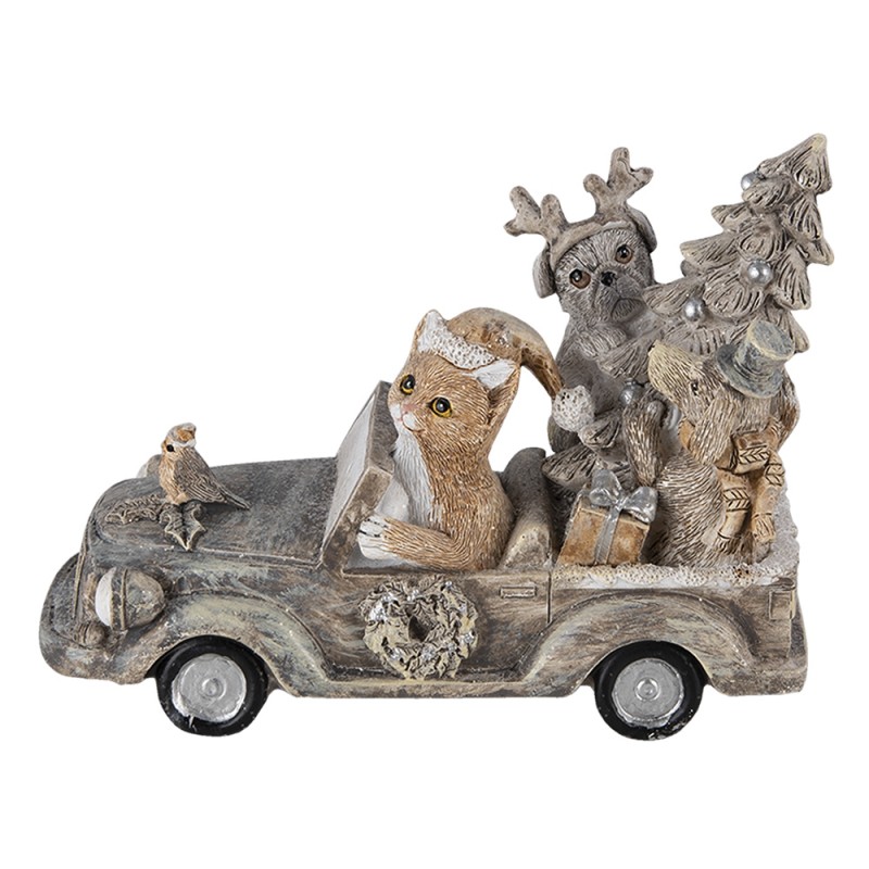 6PR4639 Figur Tiere 16x8x11 cm Grau Beige Polyresin Tiere Weihnachtsdekoration