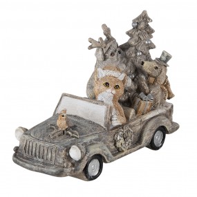 26PR4639 Figur Tiere 16x8x11 cm Grau Beige Polyresin Tiere Weihnachtsdekoration