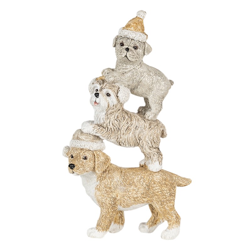 6PR4646 Figurine Dog 10x4x18 cm Grey Beige Polyresin Christmas Decoration