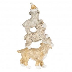 26PR4646 Figurine Dog 10x4x18 cm Grey Beige Polyresin Christmas Decoration