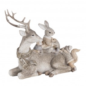 26PR4651 Figurine Animaux 16 cm Gris Beige Polyrésine Animaux Accessoires de maison