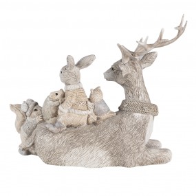 26PR4651 Figurine Animaux 16 cm Gris Beige Polyrésine Animaux Accessoires de maison