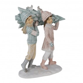 26PR4662 Figurine Enfants 15 cm Vert Rose Polyrésine Accessoires de maison