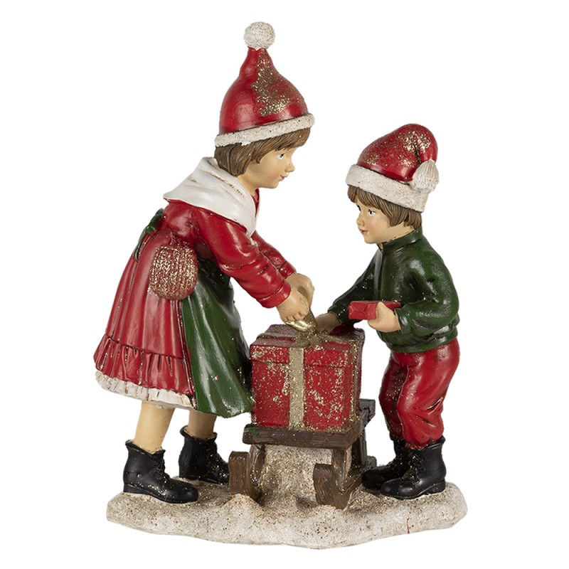 6PR4801 Statue de décoration de Noël (set de 2) Enfants 9 cm Beige