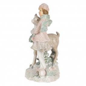 26PR4675 Figurine Enfant 13x10x20 cm Blanc Rose Polyrésine Accessoires de maison