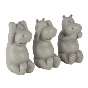 26PR4679 Figurine décorative set de 3 Hippopotame 15x6x9 cm Gris Polyrésine Hippopotame