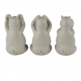 26PR4679 Decorative Figurine Set of 3 Hippopotamus 15x6x9 cm Grey Polyresin Hippopotamus