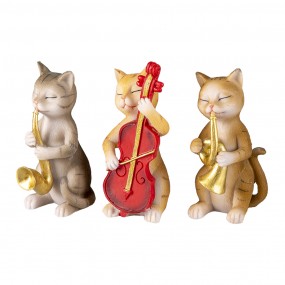 26PR4683 Decorative Figurine Set of 3 Cat 14x6x10 cm Beige Brown Polyresin