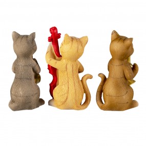 26PR4683 Decorative Figurine Set of 3 Cat 14x6x10 cm Beige Brown Polyresin
