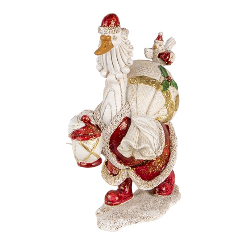 6PR4685 Figurine Canard 11x7x17 cm Blanc Rouge Polyrésine Décoration de Noël