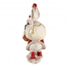 26PR4685 Figurine Canard 11x7x17 cm Blanc Rouge Polyrésine Décoration de Noël