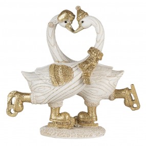 26PR4686 Figurine Swan 18x8x17 cm White Gold colored Polyresin Home Accessories