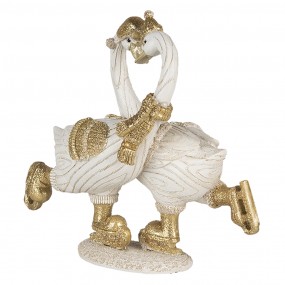 26PR4686 Figurine Swan 18x8x17 cm White Gold colored Polyresin Home Accessories