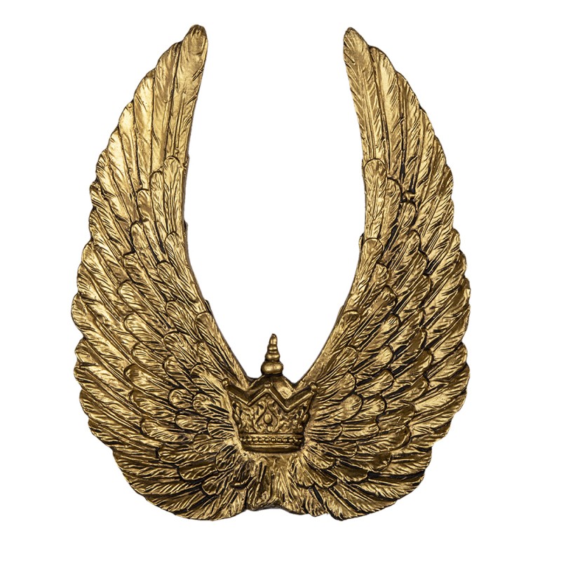6PR4694 Figurine Wings 22x4x28 cm Gold colored Polyresin Home Accessories