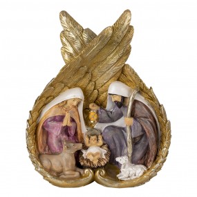 26PR4698 Figurine Nativity Scene 21x8x26 cm Gold colored White Polyresin Christmas Decoration