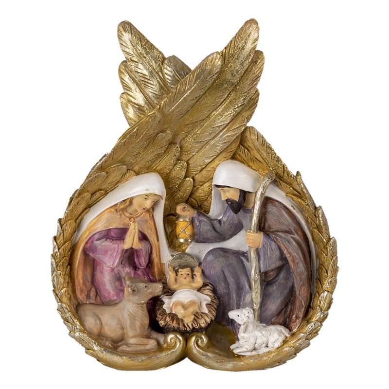 6PR4698 Figurine Nativity Scene 21x8x26 cm Gold colored White Polyresin Christmas Decoration