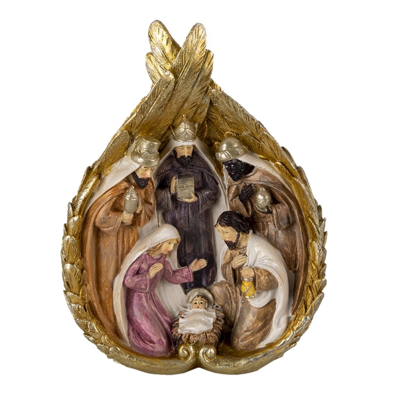 6PR4700 Figurine Nativity Scene 14x7x19 cm Gold colored White Polyresin Christmas Decoration