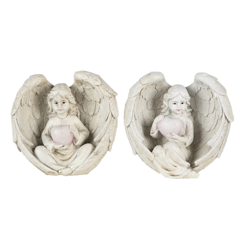 6PR4708 Figurine Angel (2) 10x6x10 cm Beige Polyresin Home Accessories