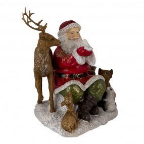 26PR4721 Figur Weihnachtsmann 18x13x19 cm Rot Braun Polyresin Weihnachtsdekoration